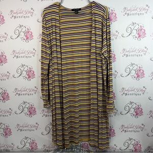 U2B long cardigan sweater open front waterfall Multicolor Striped Cardigan